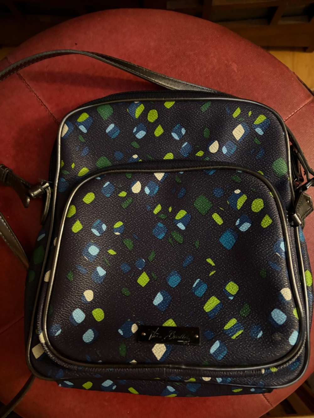 Vera Bradley Navy Crossbody with Blue, Green and White Dot Print